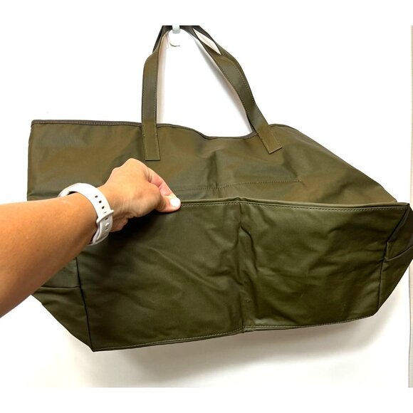 India Hicks Army Olive Green Large Canvas Tote Bag Double Strap Handles NWOT - Picture 5 of 10